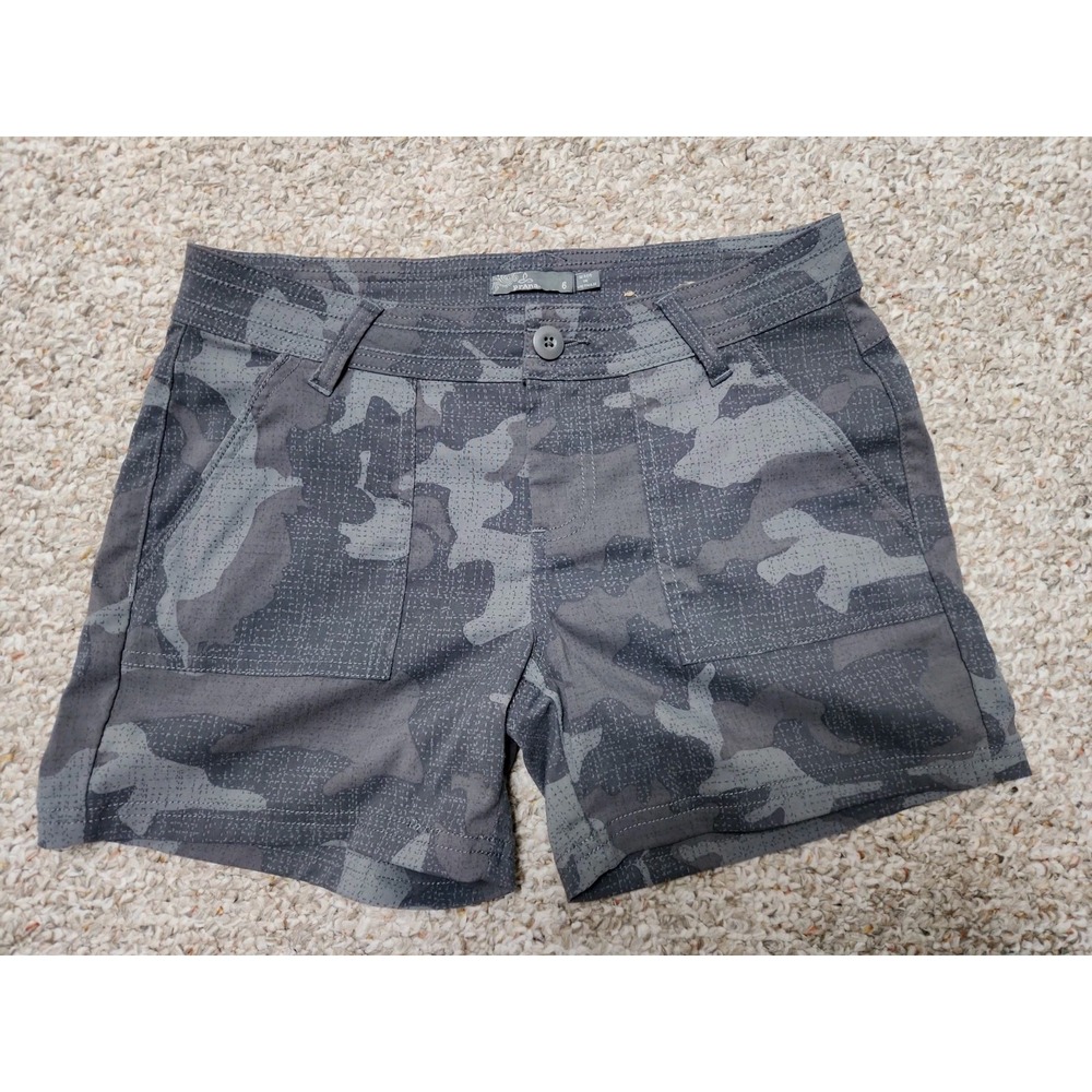 Prana Olivia Gravel Camouflage Gray Women Size 6 Cargo Shorts 30x5 Camo